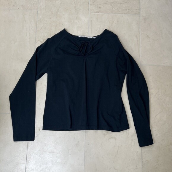 Tommy Hilfiger Blouse Top Shirt Blue Sz Extra Large XL Keyhole Neck With Tiew - Picture 2 of 8